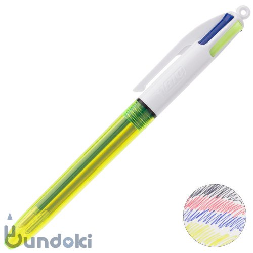 【BIC/ビック】4色ネオンボールペン (蛍光イエロー)