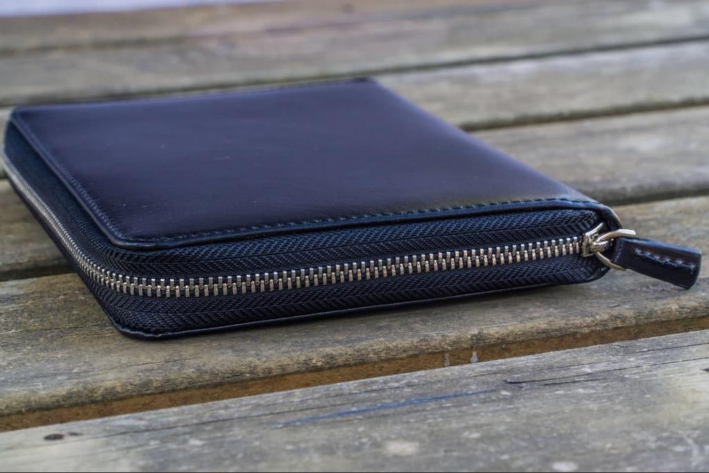 Galen Leather/ガレンレザー】レザー ジップ5本差しペンケース (ブラック)