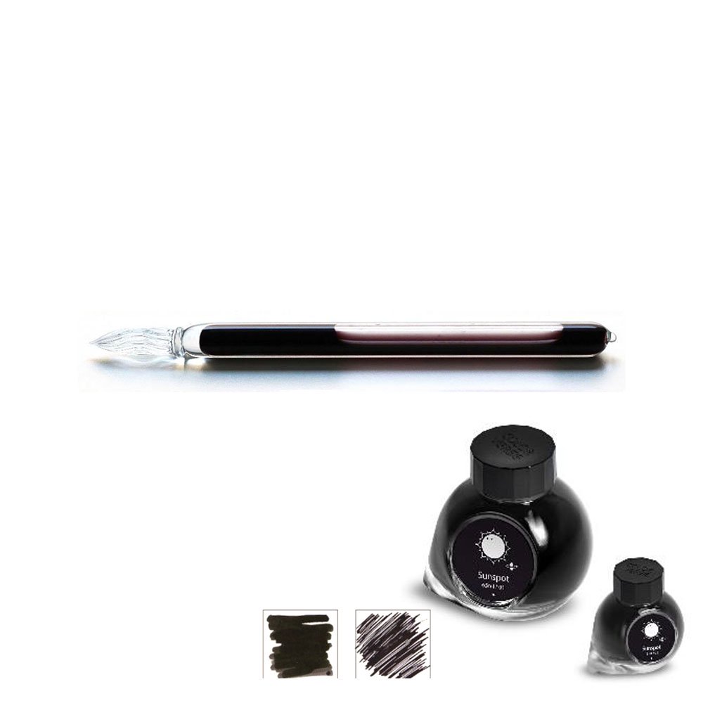 ガラス工房まつぼっくり】ガラスペンCIP +カラーバースインクセット (黒)
