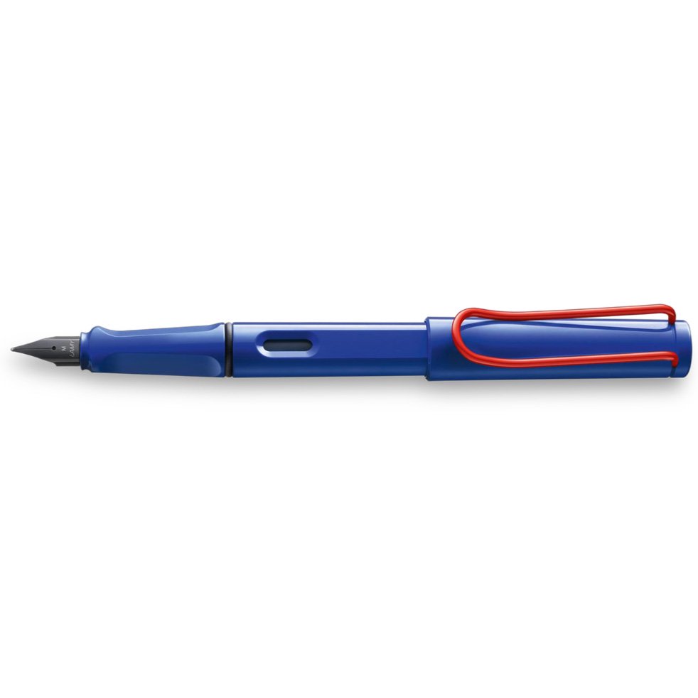 LAMY/ラミー】SAFARI 万年筆 ブルー・レッドクリップ(M/ 中字)【限定色】