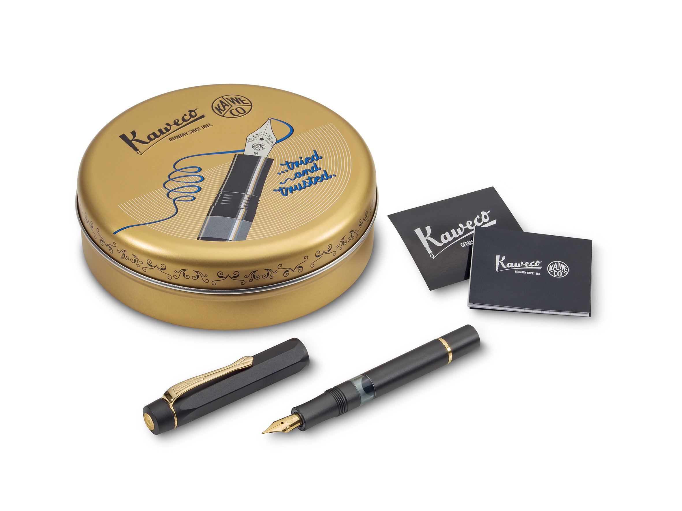 KAWECO カヴェコ 万年筆 M 中字 アル スポーツ ブラック/ゴールド 11000327 回転吸引式 正規輸入品