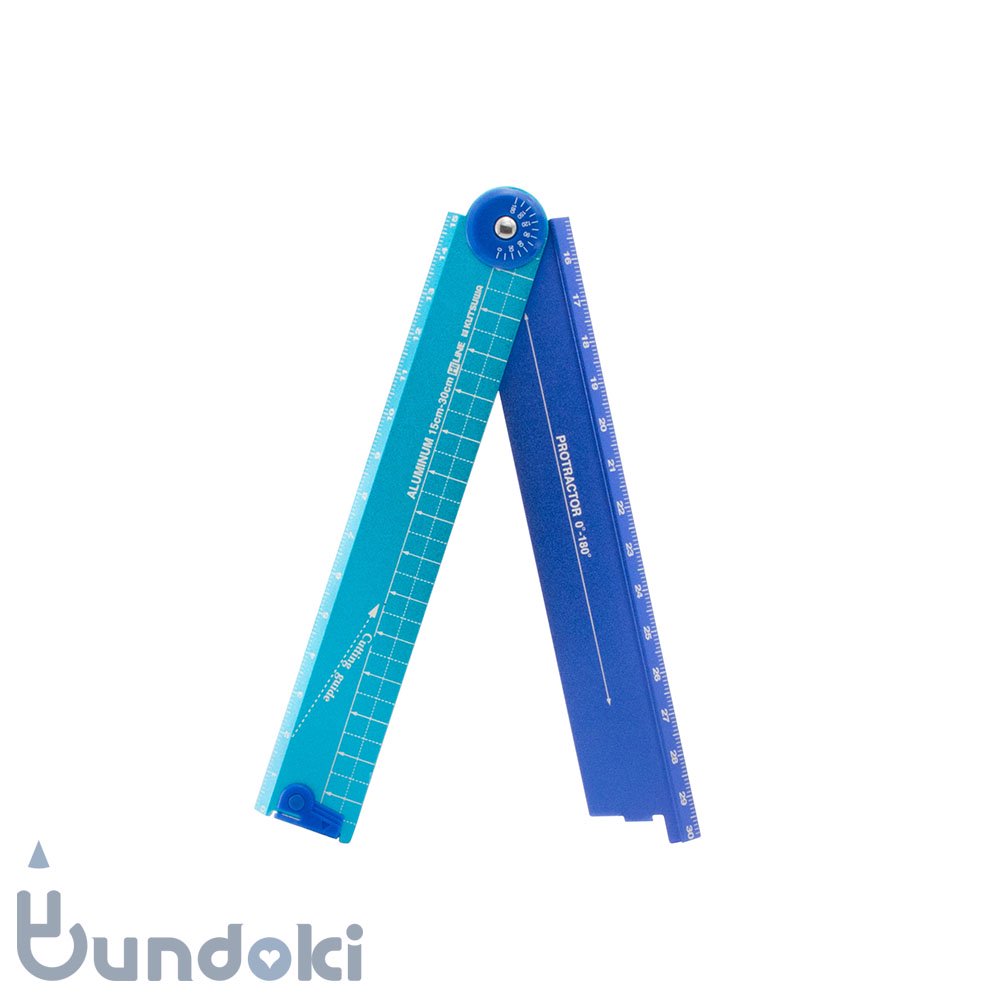 kutsuwa/クツワ】折りたたみアルミ定規・15/30cm(ブルー)