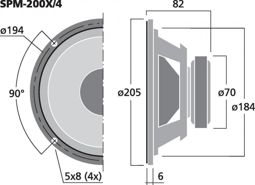 monacor SPM-200x/4フルレンジ スピーカー ドイツ - オーディオ機器