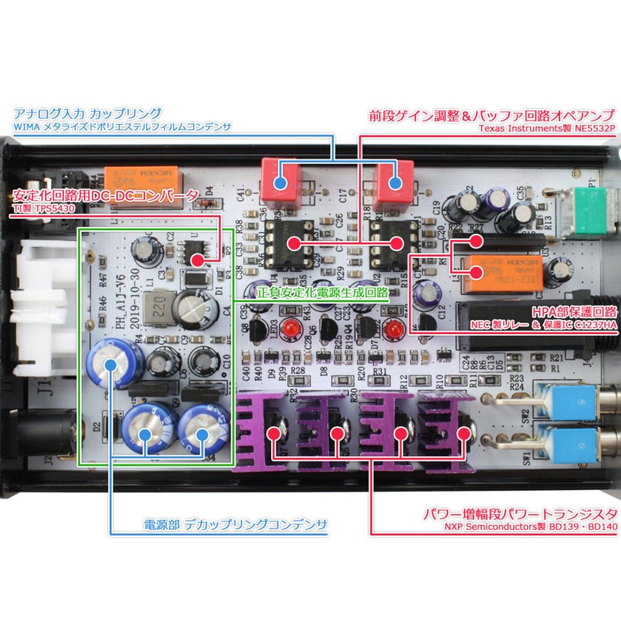 FX-AUDIO- PH-A1J ディスクリート構成 ヘッドフォンアンプ