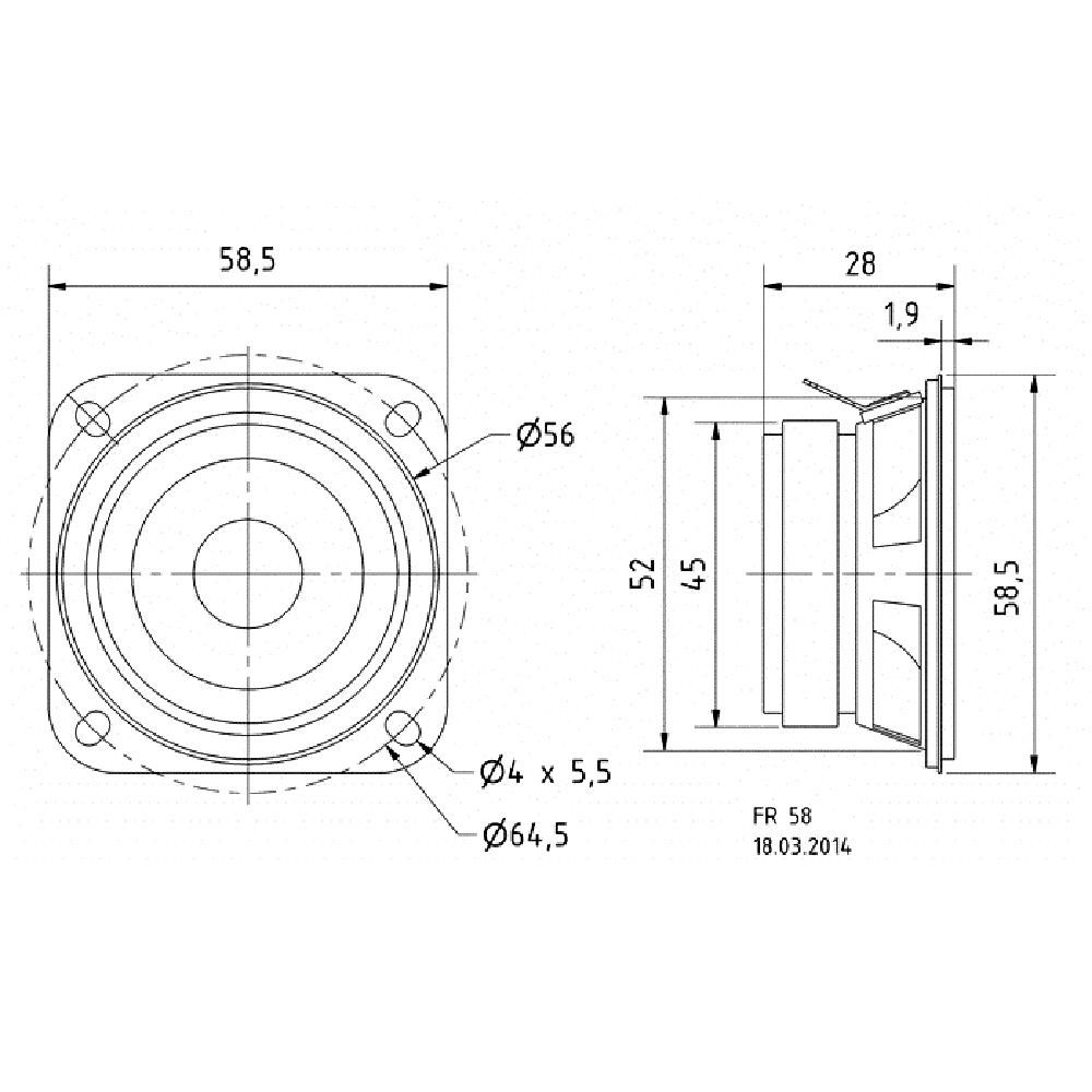 Visaton 5.8cmフルレンジ | FR58-8 - コイズミ無線有限会社