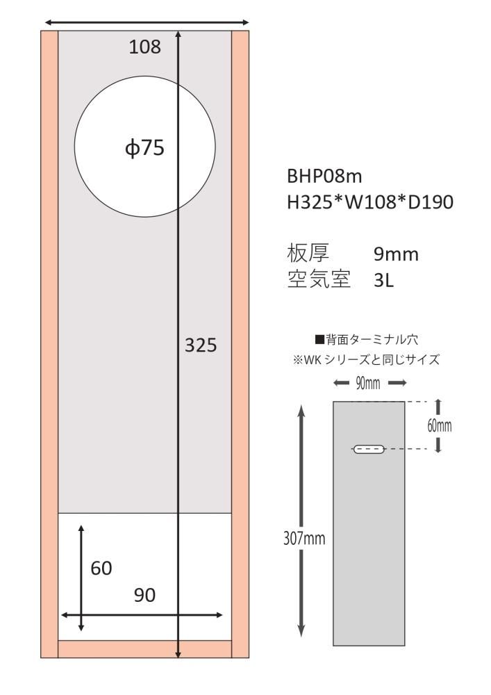 〇K-Design 8cm用バックロードホーン型板材キット BHP08m(ペア) - コイズミ無線有限会社