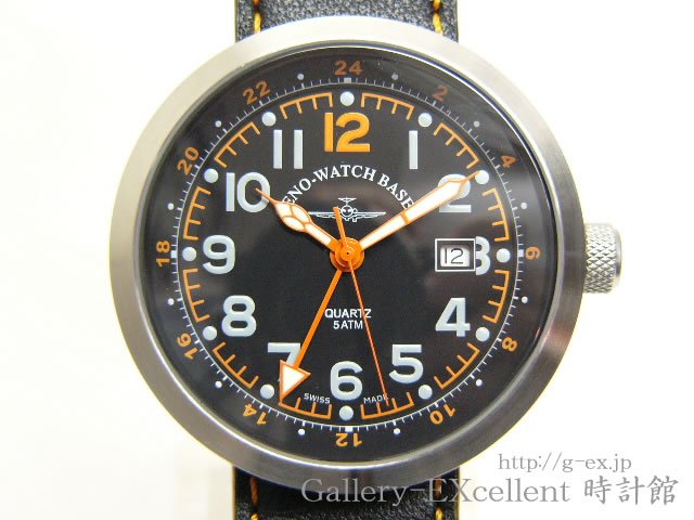 ZENO-WATCH ゼノウォッチ クォーツ 腕時計 B554Q 黒 オレンジ