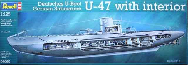 1/125 ドイツ潜水艦 U-47 カットモデル /レベル5060/