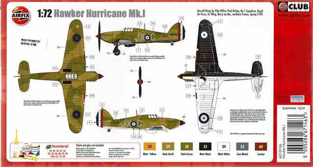 エアフィックス01010A ホーカー ハリケーン Mk.I 1/72スケール プラモデルキット | イギリス空軍の主力戦闘機 |  ロールス・ロイス製マーリンエンジン搭載 - 模型店けい・くらふと(K・CRAFT)通販専門店