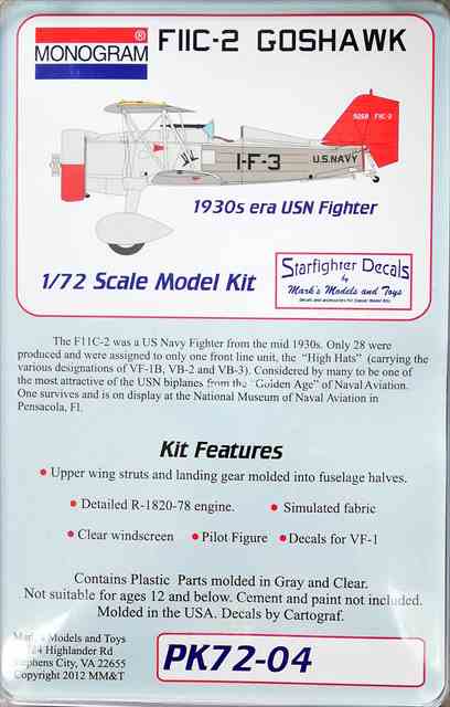 1/72 F11C-2 ゴスホーク/スターファイターデカール・モノグラムPK72-04/