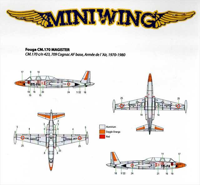 ミニウイング351 フーガ CM.170 マジステール フランス空軍 袋