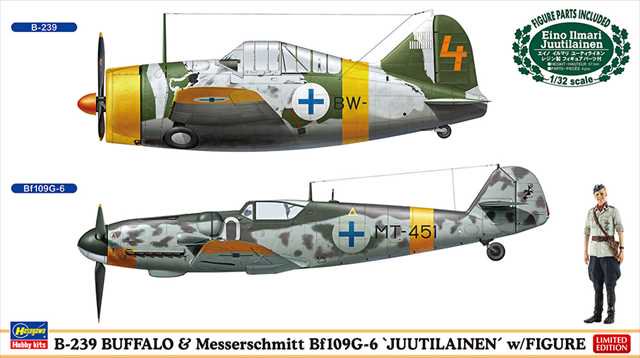 ハセガワ02439 B-239 バッファロー & メッサーシュミット Bf109G-6