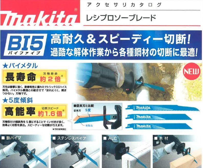 マキタ レシプロソー用ブレード（鉄・アルミニウム用 ダクトデッキ