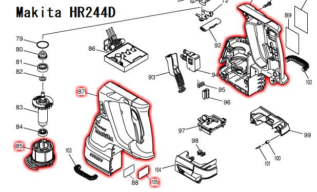 マキタ　ステーターアッセンブリ　HR242D,HR244D用　－　マキタショップカメカメ