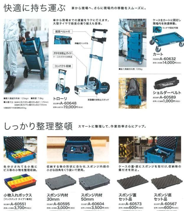 マキタ　マックパック　タイプ1～4セット品　A-60545　- マキタインパクトドライバ、充電器、バッテリ、クリーナーは　マキタショップカメカメ