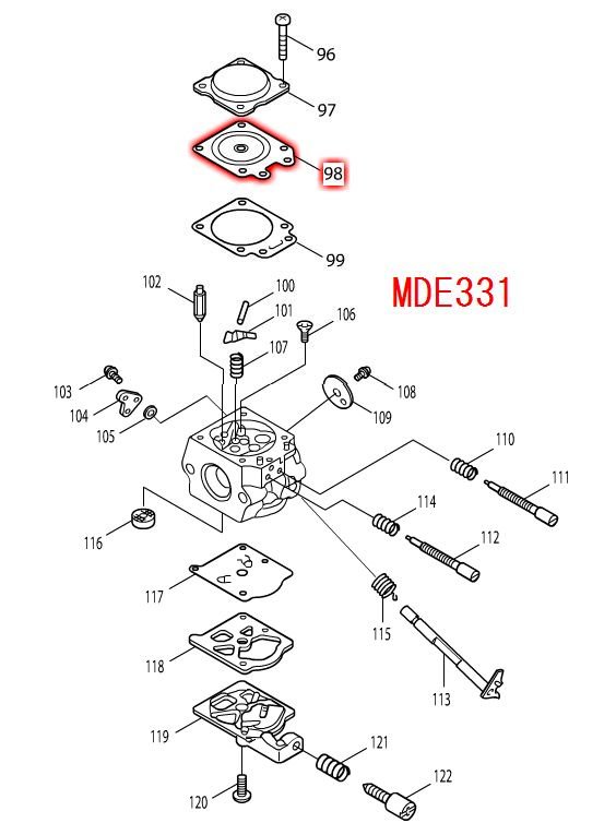 マキタ エンジンチェーンソー用メタリングダイヤフラム MDE331,MDE340