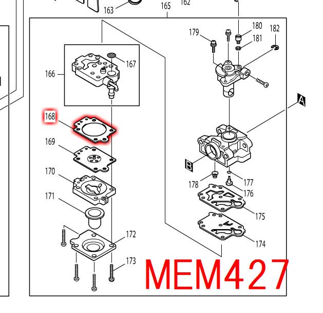 マキタ　メタリングダイヤフラムガスケット MEM427等対応　- マキタインパクトドライバ、充電器、バッテリ、クリーナーは　マキタショップカメカメ