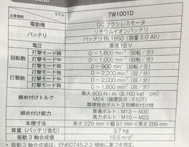 マキタ 18V充電式インパクトレンチTW1001DZ(本体のみ) - マキタ マキタ 18V充電式インパクトレンチTW1001DZ(本体のみ) - マキタ
