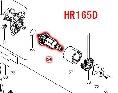 マキタ　HR163D,HR165D用アーマチュア - マキタインパクトドライバ、充電器、バッテリ、クリーナーは　マキタショップカメカメ
