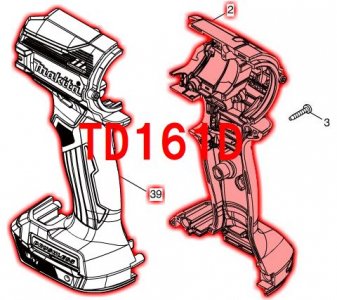 マキタ TD161D,TD171D用ハウジングセット品 - マキタインパクトドライバ、充電器、バッテリ、クリーナーは　マキタショップカメカメ