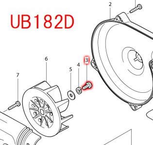 マキタ ナベ小ネジM5×8 ブロワファン取付用 - マキタインパクトドライバ、充電器、バッテリ、クリーナーは マキタショップカメカメ