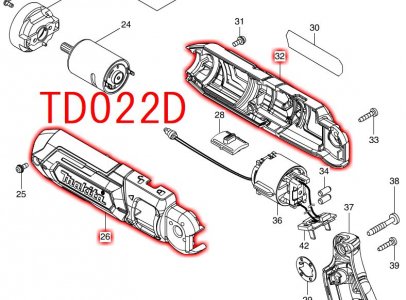 マキタ　TD022D用モーターハウジングセット品 - マキタインパクトドライバ、充電器、バッテリ、クリーナーは　マキタショップカメカメ