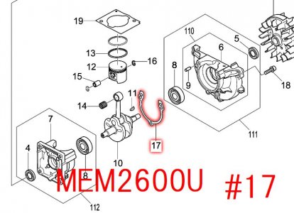 マキタ クランクケースガスケット MEM2600L,MEM2600U,MEM2600W用 マキタインパクトドライバ、充電器、バッテリ、クリーナーは  マキタショップカメカメ