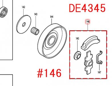 マキタ DE4345用クラッチコンプリート　- マキタインパクトドライバ、充電器、バッテリ、クリーナーは　マキタショップカメカメ