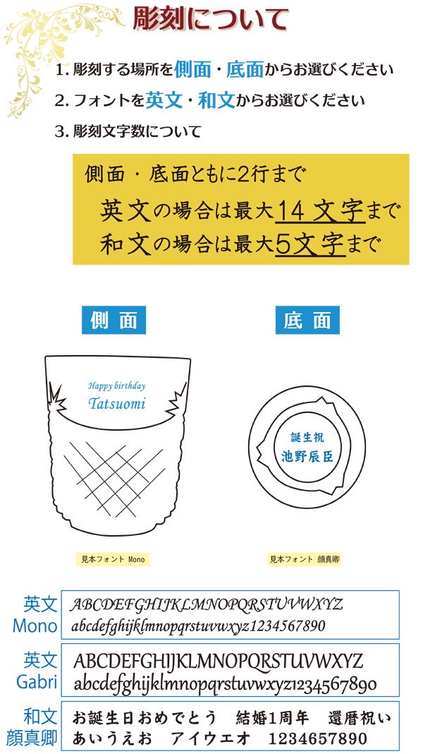 名入れグラス】皇室御用達カガミクリスタル 江戸切子 ロックグラス ４