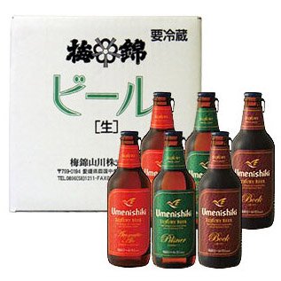 【愛媛地ビール】梅錦ビール　ピルスナー・ ボック ・アロマティックエール 6本セット　【専用箱入り】 - わいんと地酒の店かたやま　名入れ 愛媛県　 松山市 酒店：酒屋