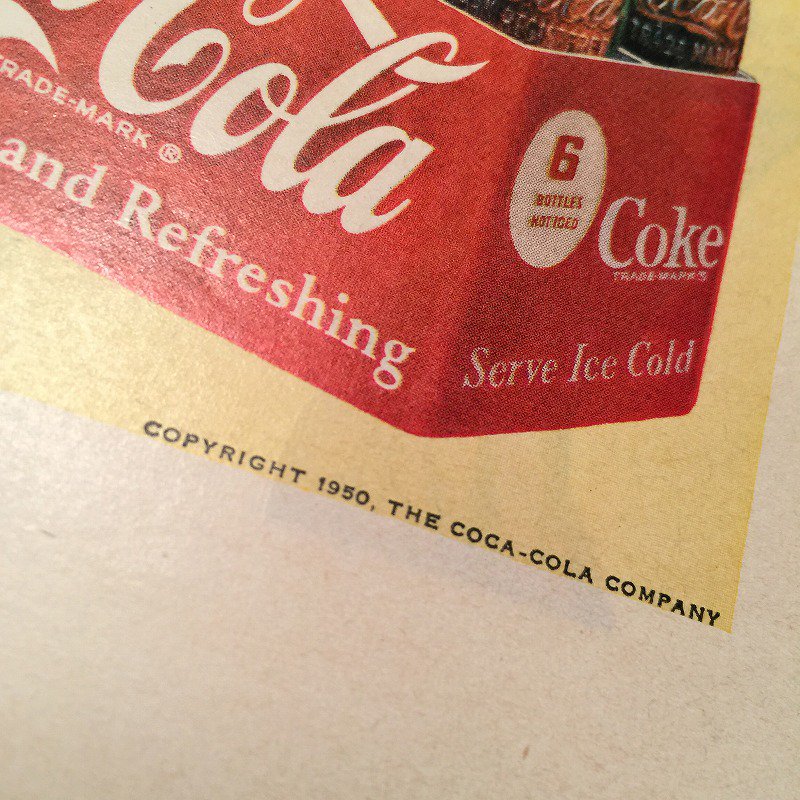 ヴィンテージ広告・コカコーラ・COKE・1950年・両面・コーラ＆石鹸 - ファイヤーキング 卸 仕入れ 小売 通販サイト - Fire King AG