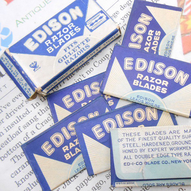 ジャンク雑貨・ヴィンテージパッケージ入り・カミソリの刃6枚入・Edison【D】 - ファイヤーキング 卸 仕入れ 小売 通販サイト - Fire  King AG