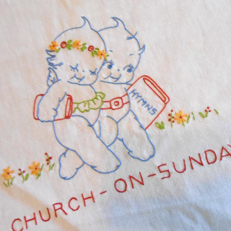 ヴィンテージ・キューピーさん・手刺し刺繍パーツ・SUNDAY - ファイヤーキング 卸 仕入れ 小売 通販サイト - Fire King AG