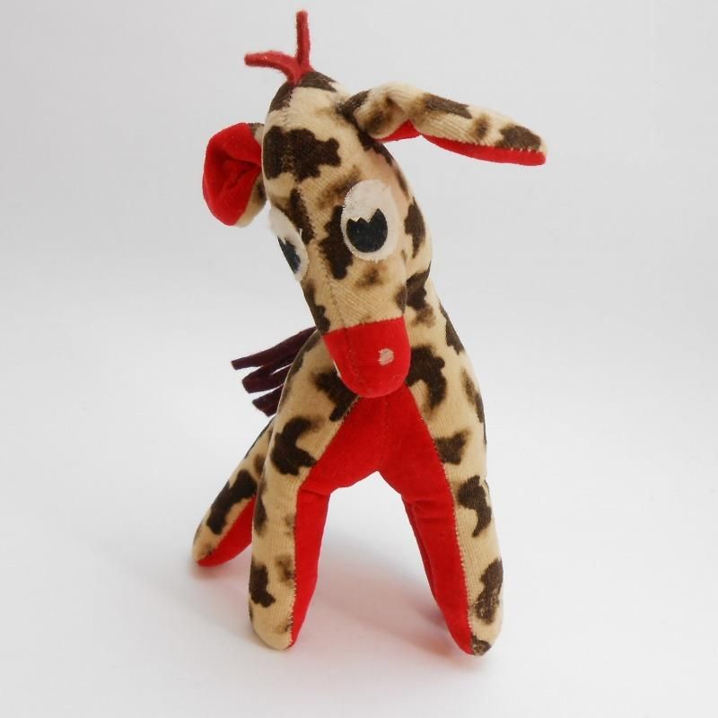 ヴィンテージ　赤い巻き毛のチェック柄ぬいぐるみ ヴィンテージ 赤い巻き毛のチェック柄ぬいぐるみ おもちゃ