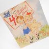グリーティングカード 1947年・使用済・ヴィンテージ・4歳のお誕生日・飛び出すカード・男の子と女の子