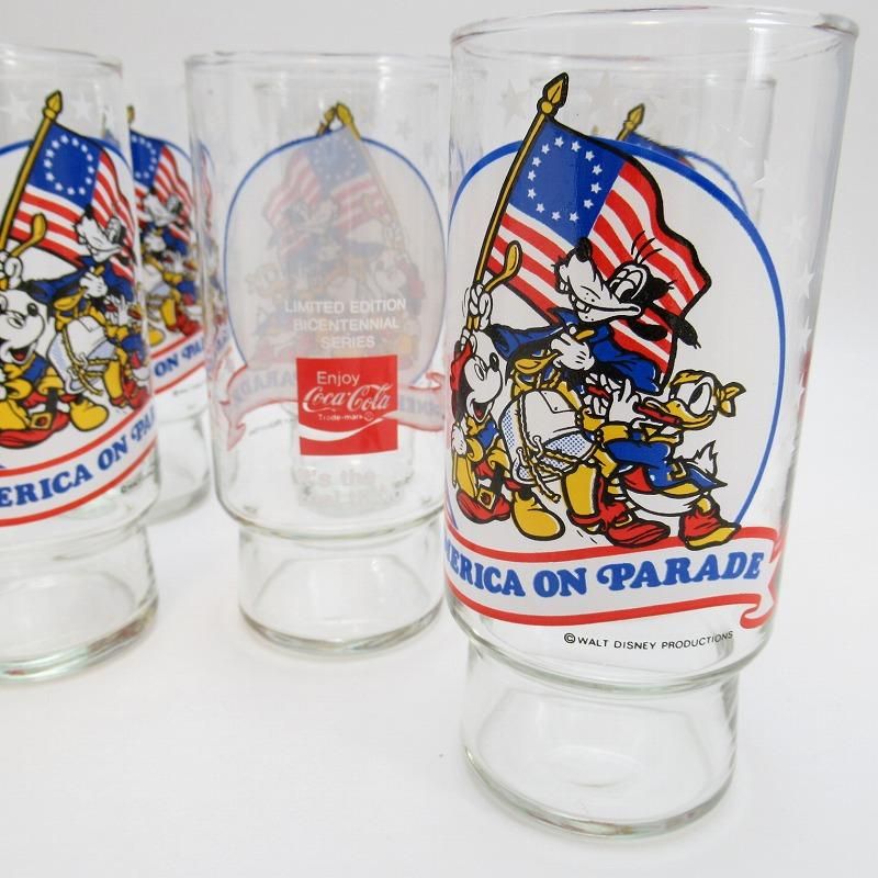 コカコーラ販促商品 America On Parade アメリカンディズニー ミッキー グーフィー ドナルドグラス