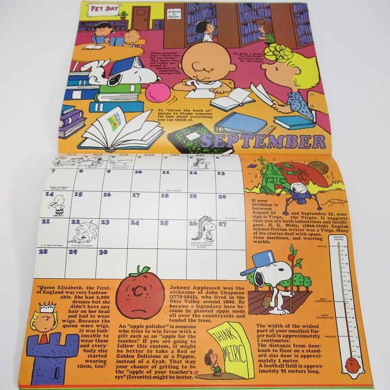 ヴィンテージ　スヌーピーカレンダー ヴィンテージカレンダー・1980年・スヌーピー・Fun Fact