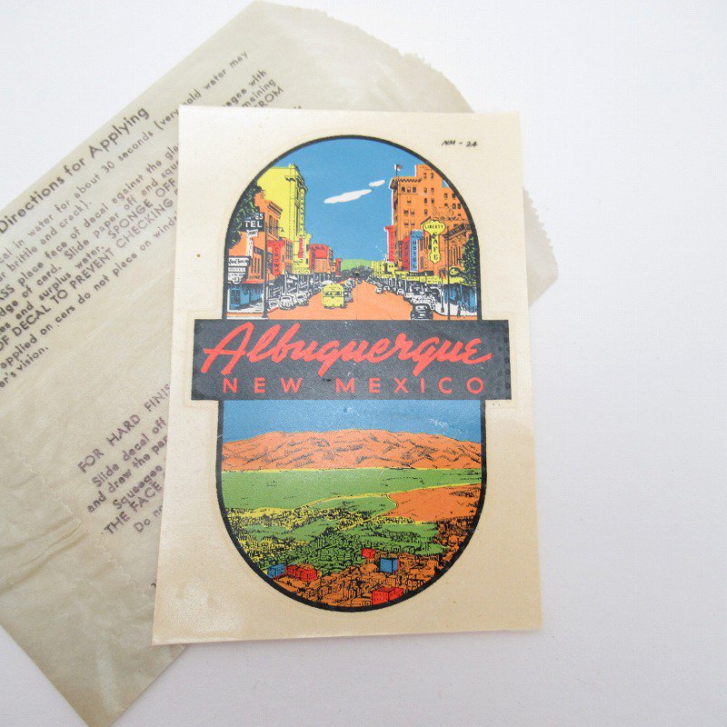 ヴィンテージシール・1940年～50年代・ワックスペーパー封筒入り・お土産デカール・ニューメキシコ・Albuquerque - ファイヤーキング 卸  仕入れ 小売 通販サイト - Fire King AG