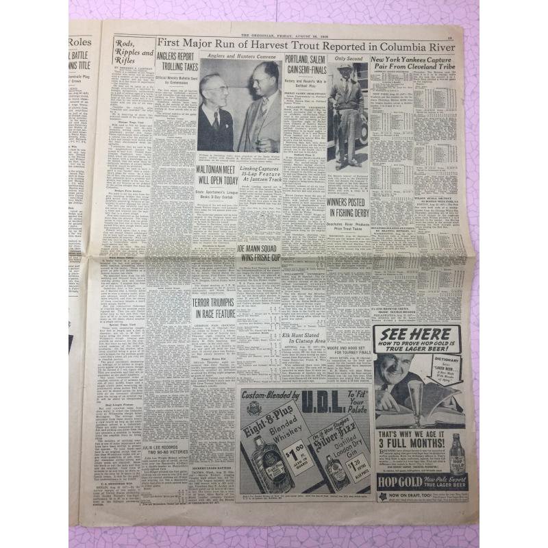 ヴィンテージ英字新聞・1938年・Oregonian・8月26日版 - ファイヤーキング 卸 仕入れ 小売 通販サイト - Fire King AG