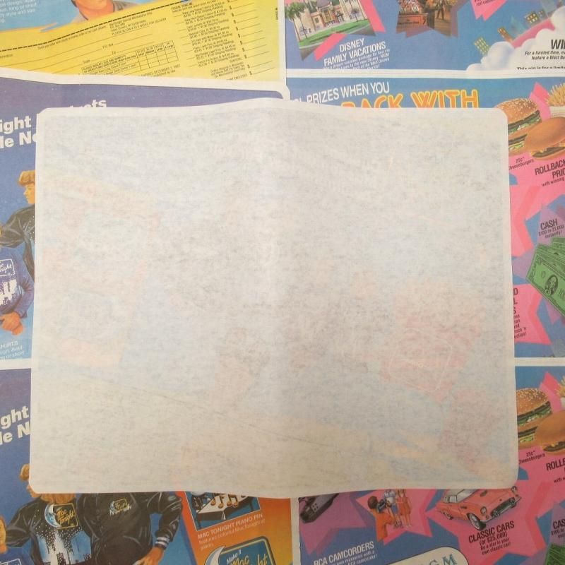 マクドナルド 1987年 マックトゥナイト 未使用 トレイ用 紙製 マット