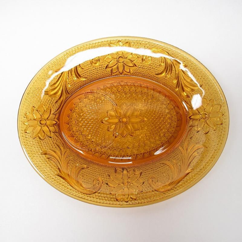 インディアナグラス アンバー サンドイッチパターン スナックセット