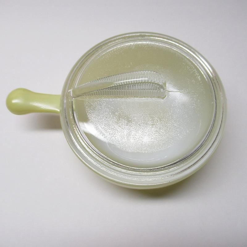 グラスベイク ミルクグラス フレンチキャセロール 黄 蓋付