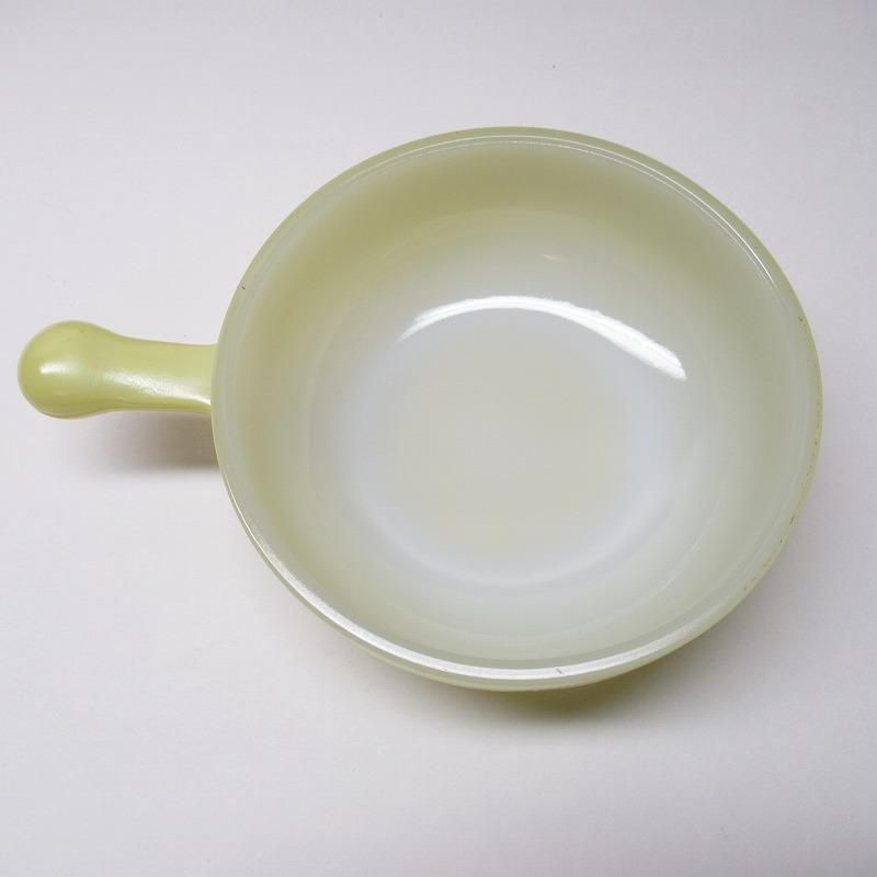 グラスベイク ミルクグラス フレンチキャセロール 黄 蓋付 デッドストック