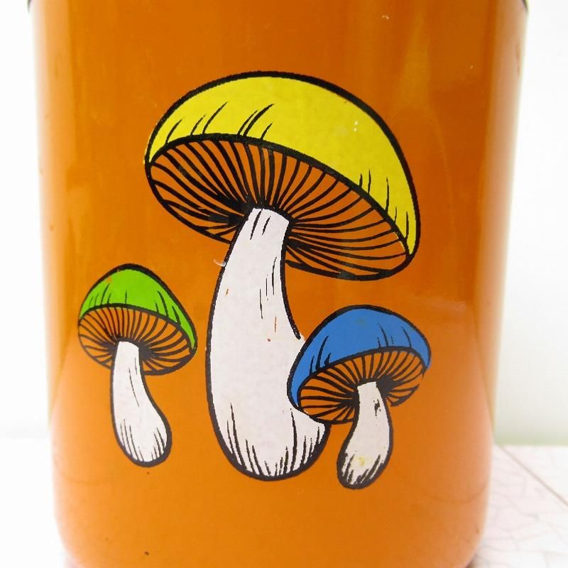 きのこ 3本 レトロ プラスチック製 オレンジ キャニスター M