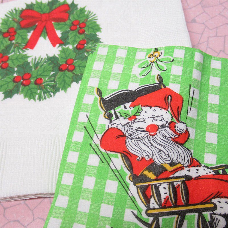 クリスマス 紙ナプキン リース＆サンタ デザイン2種 11枚セット