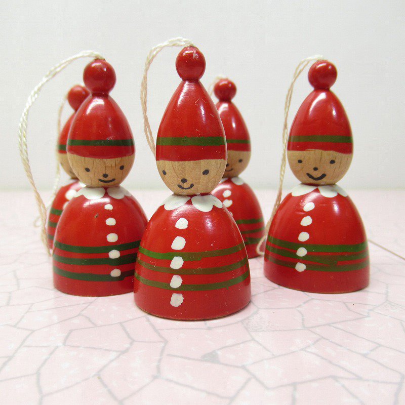 クリスマス オーナメント 木製 赤の小人