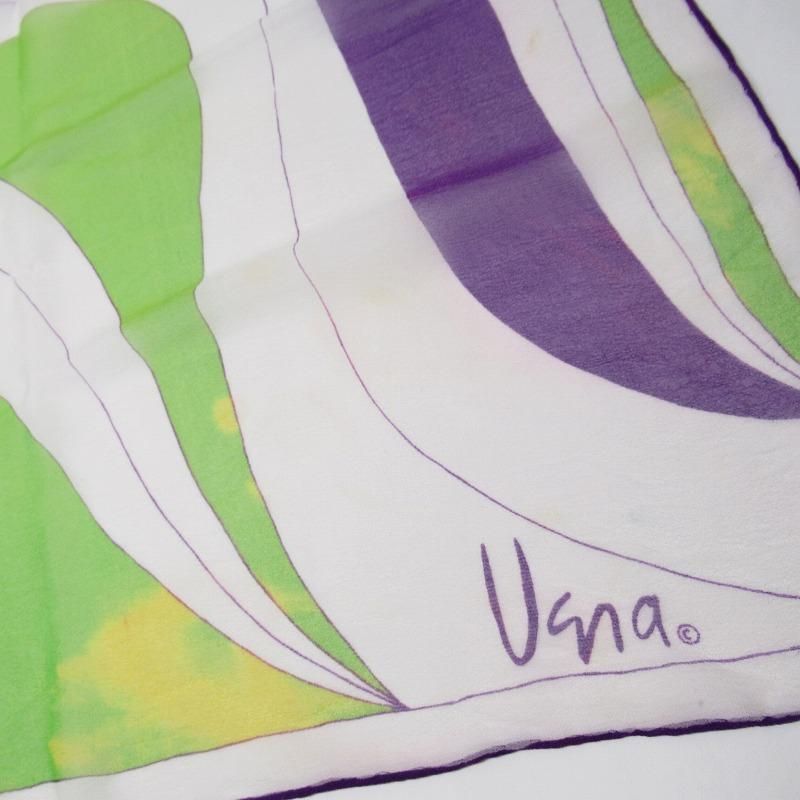 ヴィンテージスカーフ VERA 紫x黄色アブストラクト シフォン