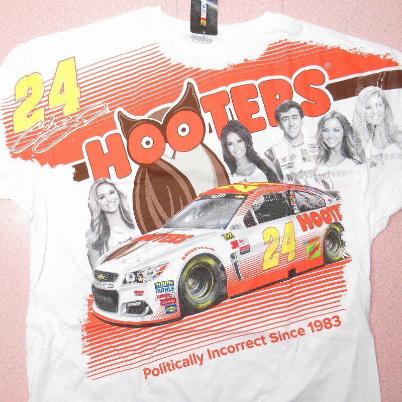 HOOTERS フーターズ & NASCAR 正規品 コラボ全面プリントTシャツ メンズ 2XL デッドストック