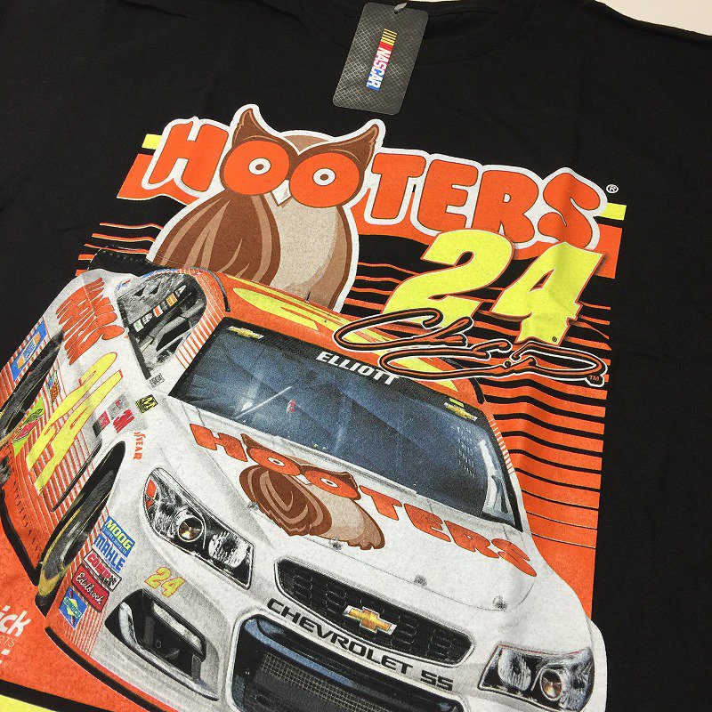 HOOTERS フーターズ & NASCAR 正規品 コラボ両面プリントTシャツ メンズ M デッドストック