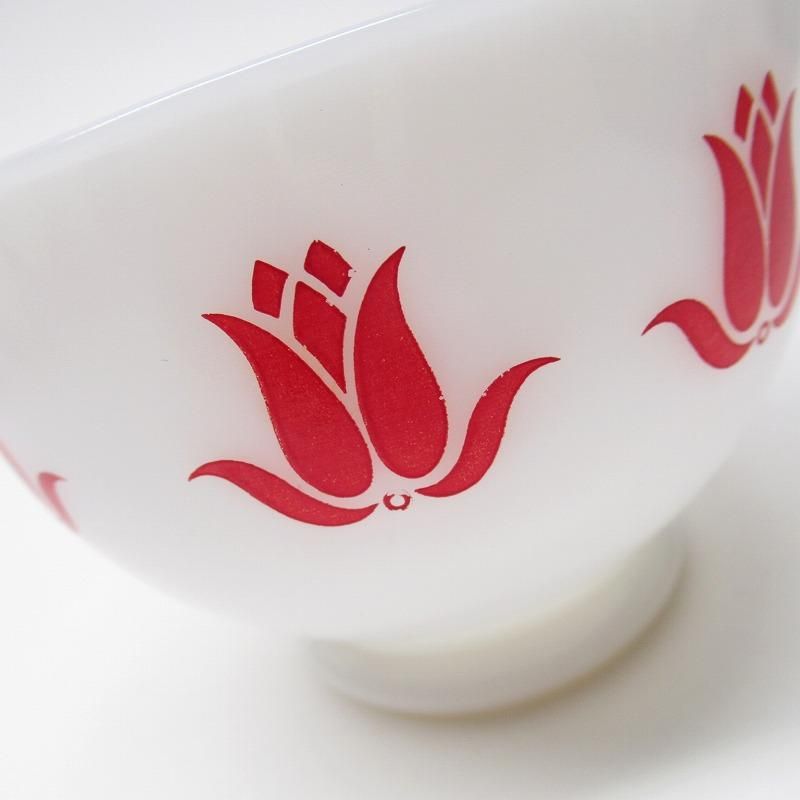 ファイヤーキング　カッテージチーズ　ボウル　4個セット　チューリップ ファイヤーキング カッテージチーズ チューリップボウル 赤 A